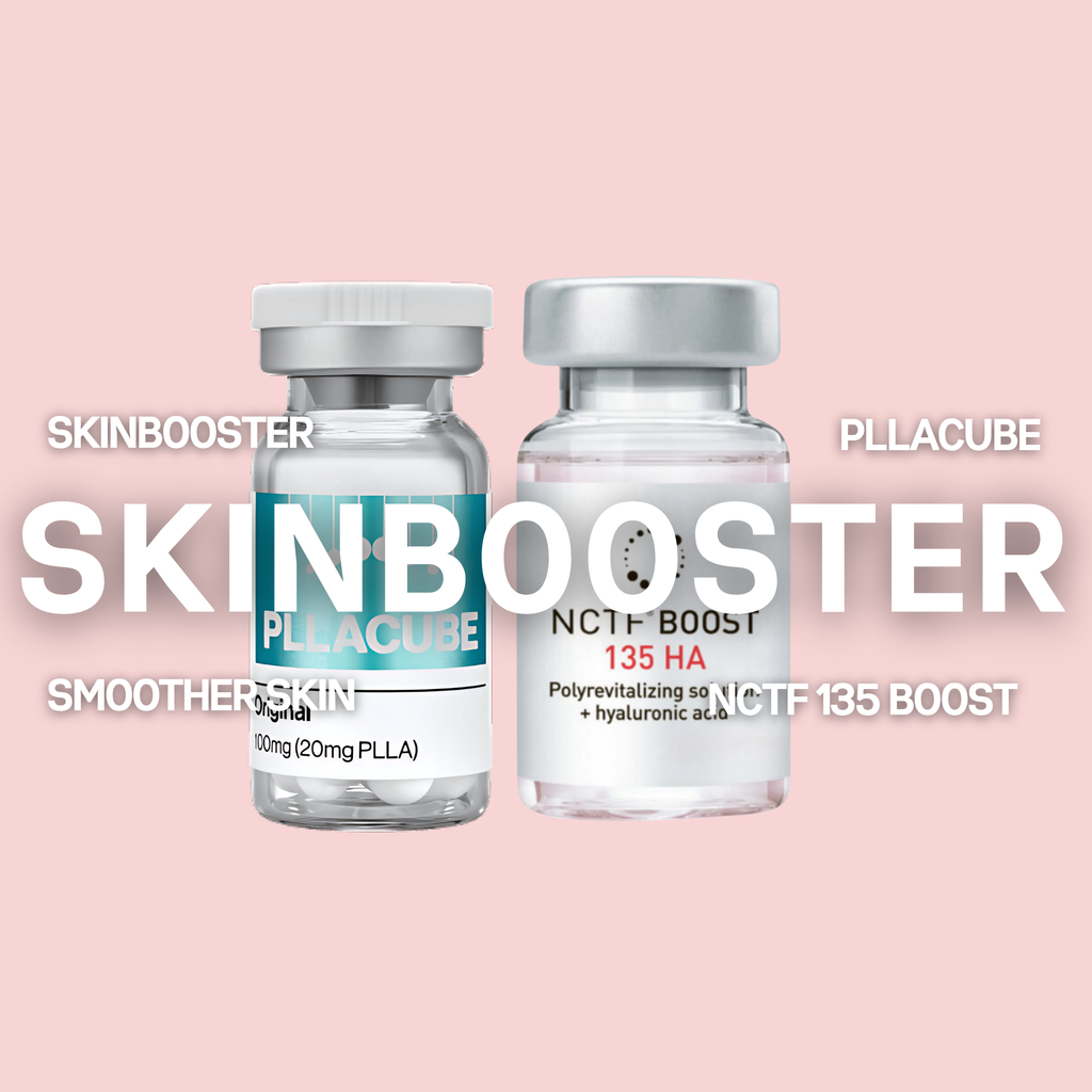 two cosmetic vial with NCTF 135HA and PLLACUBE