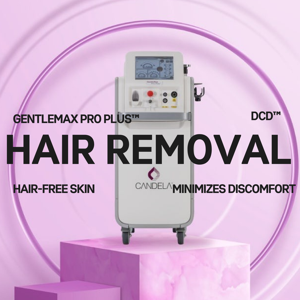 Laser Hair removal for men Vancouver. Image contain Gentlemax Hair Removal Device with word: Hair Removal. 밴쿠버 제모